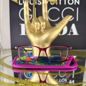 Furla Burgundy Red Rectangular Women's Glasses